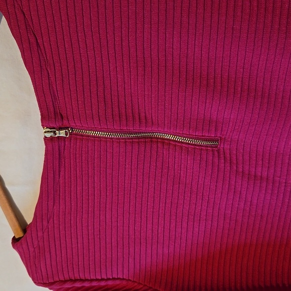 Talbots Medium Pink Crew Neck Sweater with Ribbed Texture Gold Zipper On Back - Picture 6 of 7